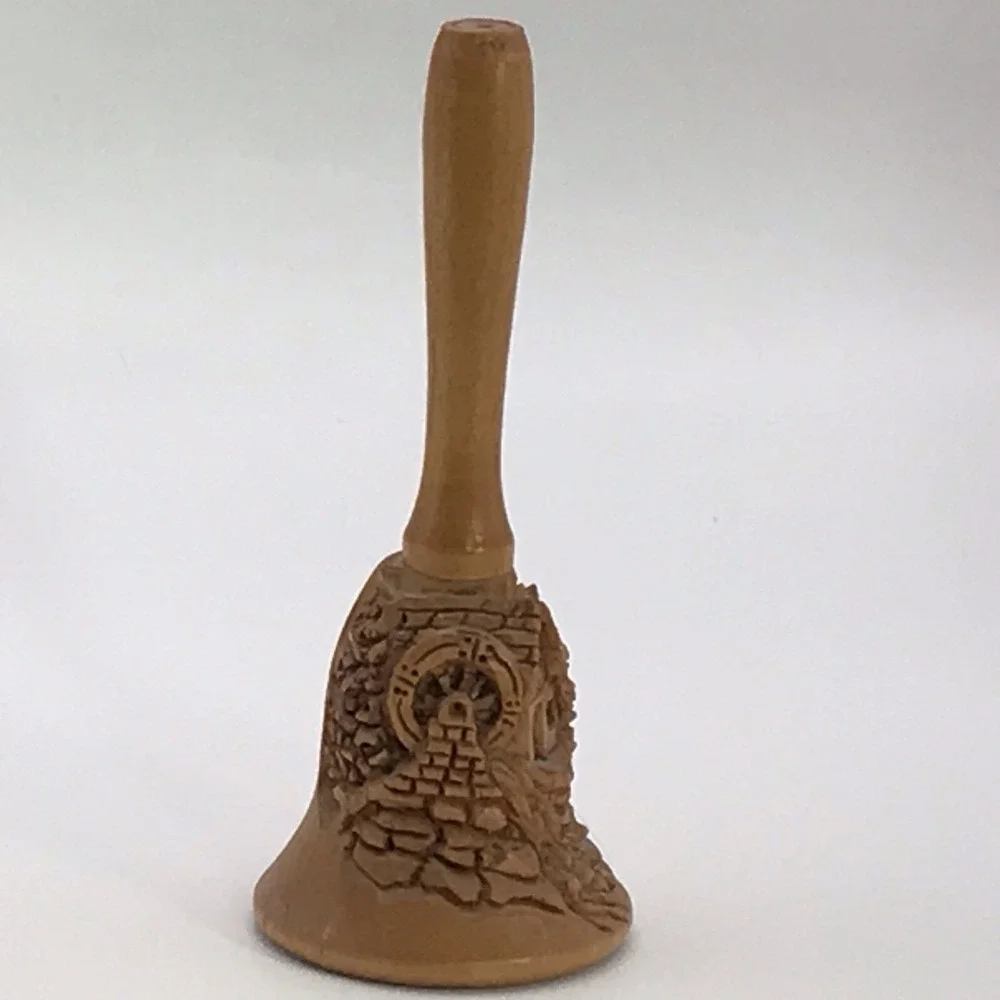 Intricately‎ Carved Wood Bell Signed Vtg 5